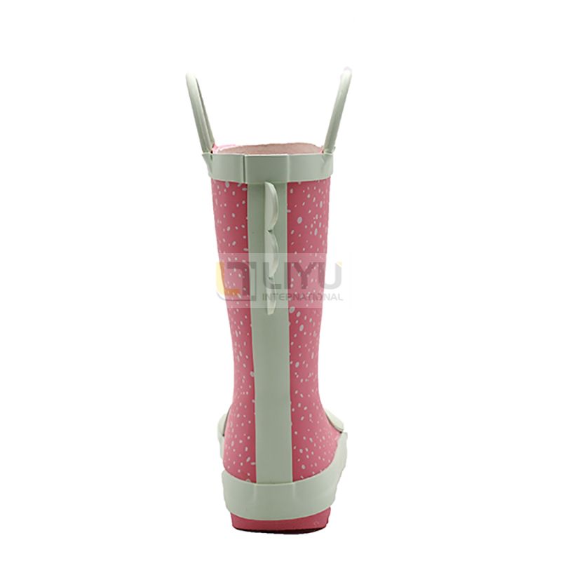 Children's Rubber Rain Boots 3D Printed Frog Style with Handles