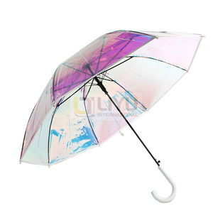 Adult 8rib Automatic Opening POE Colorful Umbrellas with White Plastic Hook Handle