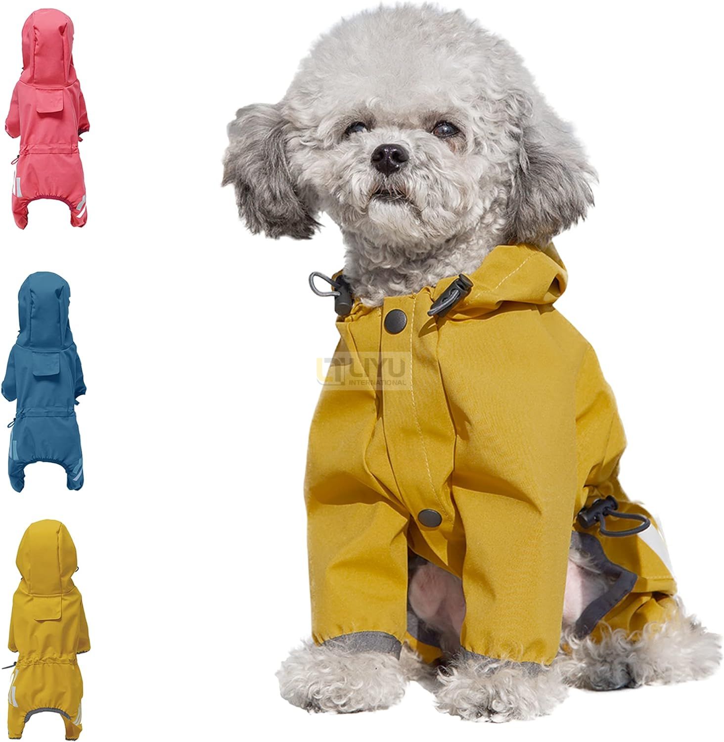Waterproof Dog Rain Jacket with Hood Reflective Strap for Small Medium Dogs Lightweight Puppy Clothes