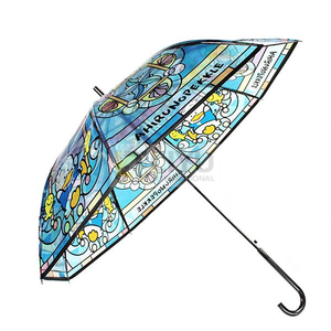 Adult 8rib Automatic Opening POE Umbrellas with Hook Handle Windproof Printing Umbrella