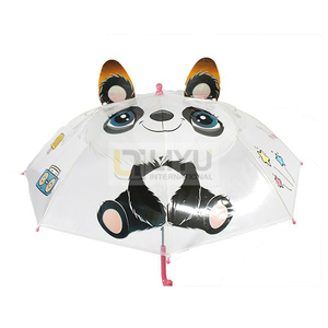 Transparent POE Kids Umbrellas Printed 3D Panda Toddler Umbrellas with Grip Handle