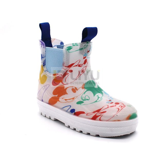 TPE Children's Rain Boots Ankle Rain Shoes with Elastic for Kids