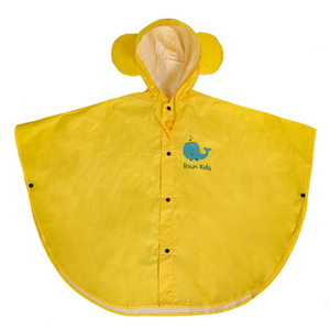 Yellow EVA Kids Poncho Hooded Raincoat Waterproof Portable Rain Cape For Boys Girls