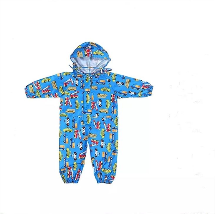 Yellow Toddler One Piece Kids Rain Suit Overall Waterproof Rain Coat With Hood