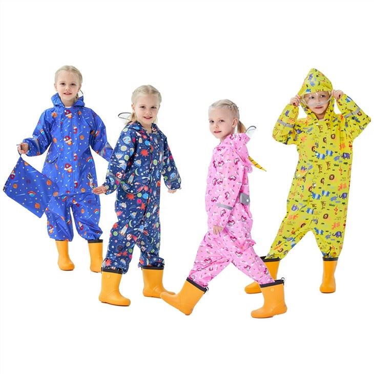Toddler Rain Suit With Hood One Piece Kids Wear For Rain Coverall Waterproof
