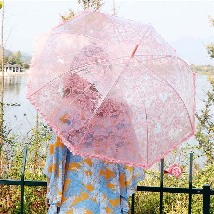 Auto Straight POE Umbrellas With Lace For Wedding