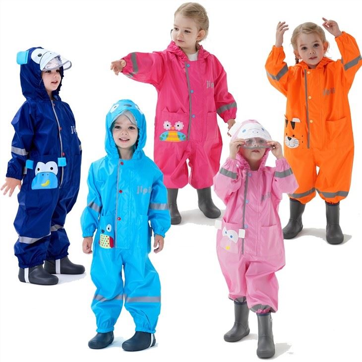 Toddler Baby Coverall With Hood Waterproof Rain Suit For Kids