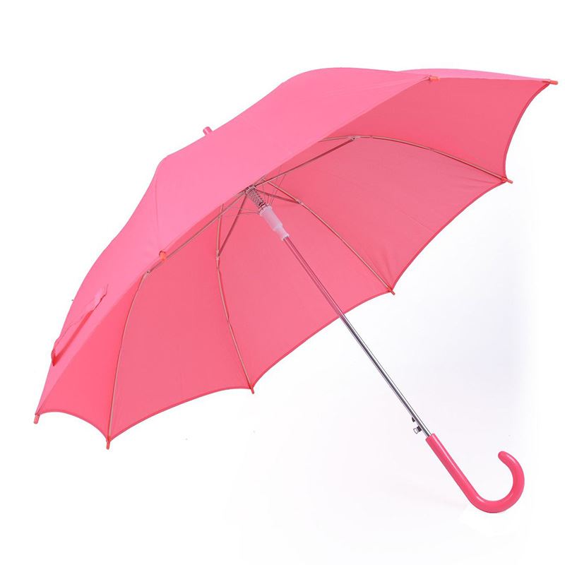 Semi-automatic 8K Pink Children's Stick Umbrella with J-handle Kids' Sun Umbrella